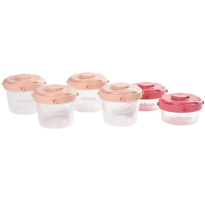 Beaba Clip Containers 60ml / 120ml, Set of 6 - Pink / Rose