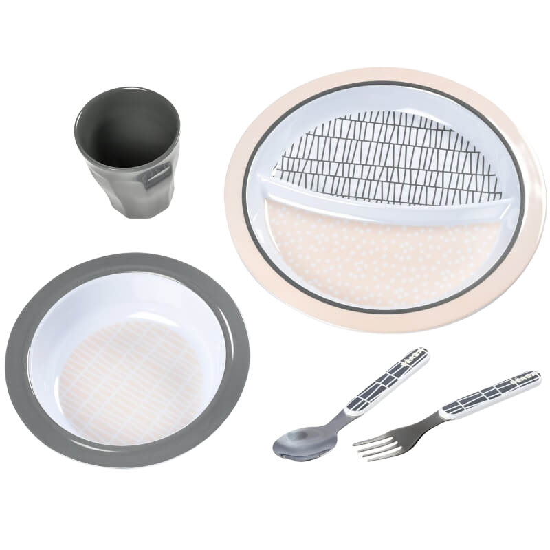 Beaba Gift Meal Set - Pink Grid