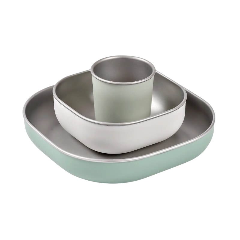 Beaba Stainless Steel Meal Set - Sage Green