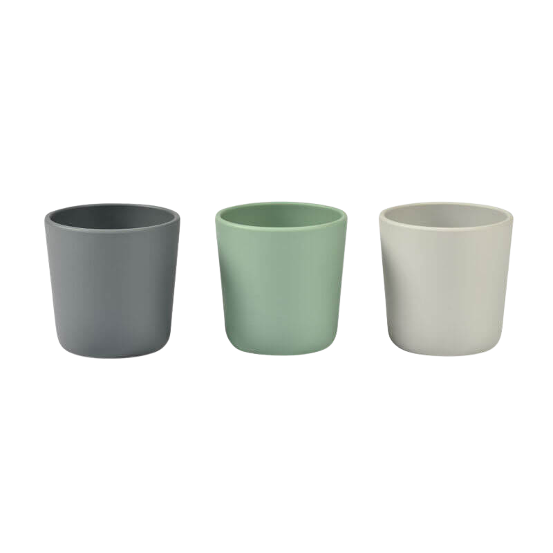 Beaba Silicone Anti-Slip Cup - Set of 3 - Grey / Sage / Velvet